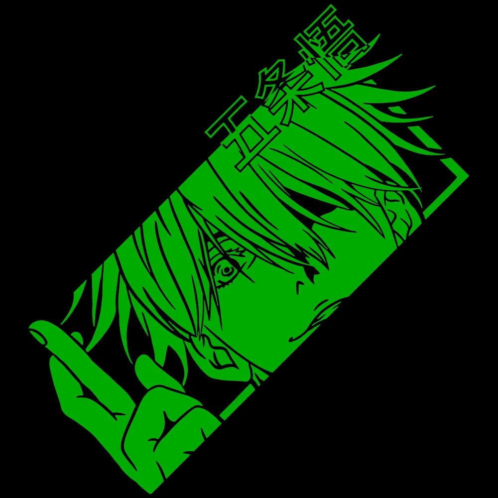 JJK Gojou Vinyl-Aufkleber, japanischer Anime-Autoaufkleber für Autofenster, Heckscheibe, Zubehör, Dekoration, holografische Aufkleber