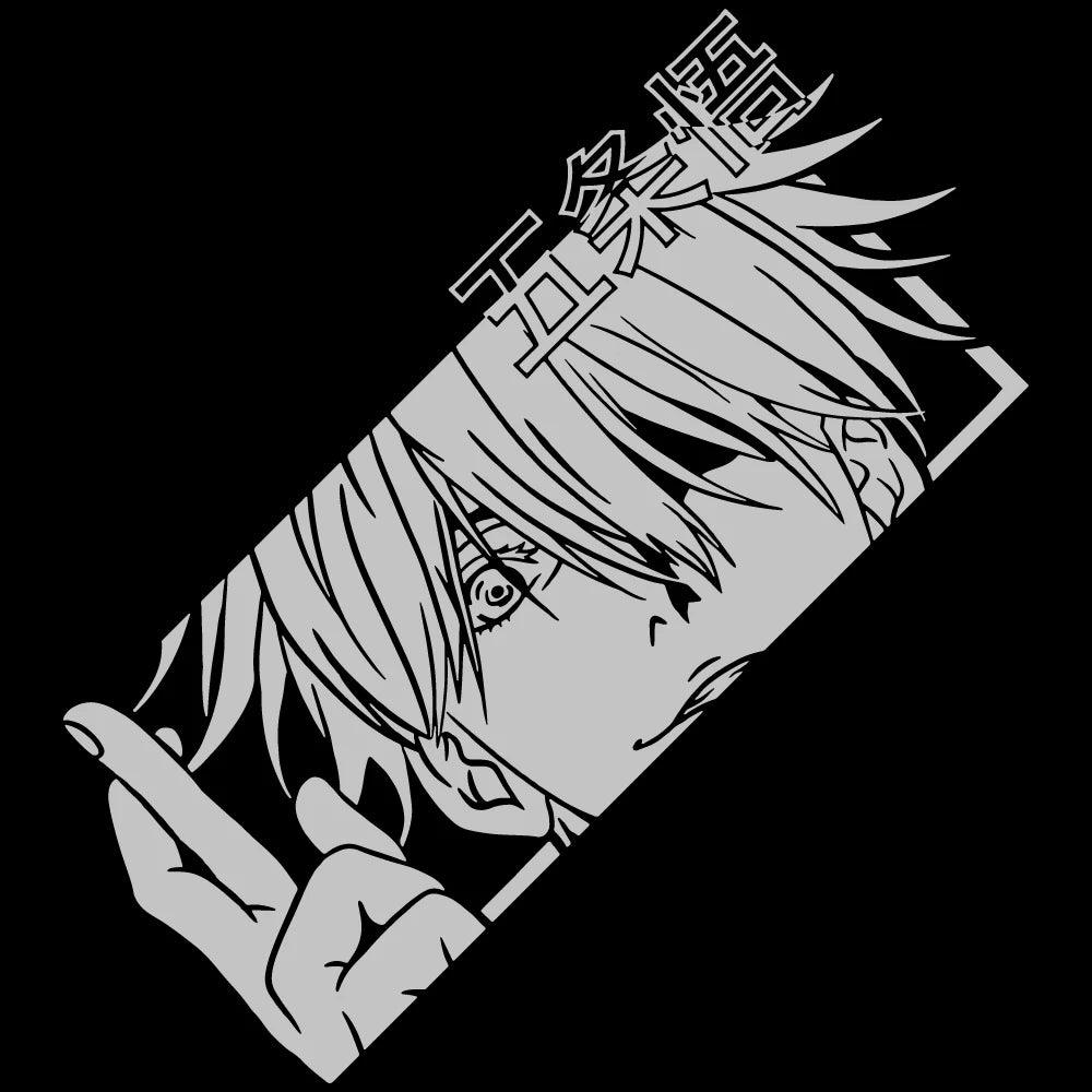 JJK Gojou Vinyl-Aufkleber, japanischer Anime-Autoaufkleber für Autofenster, Heckscheibe, Zubehör, Dekoration, holografische Aufkleber
