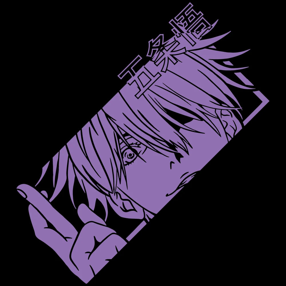 JJK Gojou Vinyl-Aufkleber, japanischer Anime-Autoaufkleber für Autofenster, Heckscheibe, Zubehör, Dekoration, holografische Aufkleber