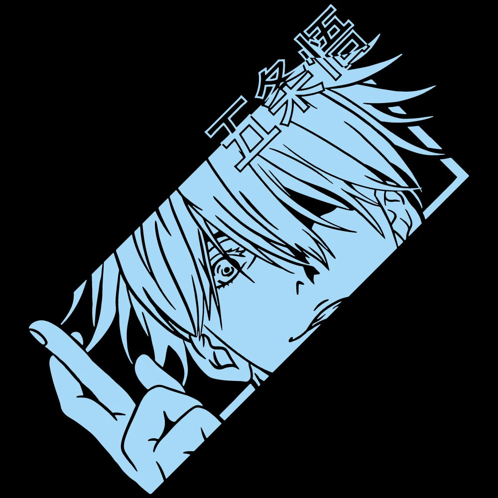 JJK Gojou Vinyl-Aufkleber, japanischer Anime-Autoaufkleber für Autofenster, Heckscheibe, Zubehör, Dekoration, holografische Aufkleber