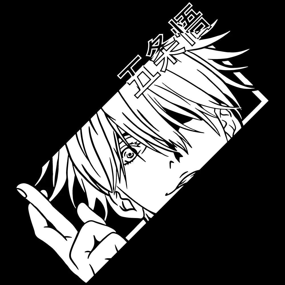 JJK Gojou Vinyl-Aufkleber, japanischer Anime-Autoaufkleber für Autofenster, Heckscheibe, Zubehör, Dekoration, holografische Aufkleber