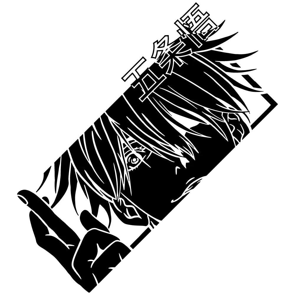 JJK Gojou Vinyl-Aufkleber, japanischer Anime-Autoaufkleber für Autofenster, Heckscheibe, Zubehör, Dekoration, holografische Aufkleber