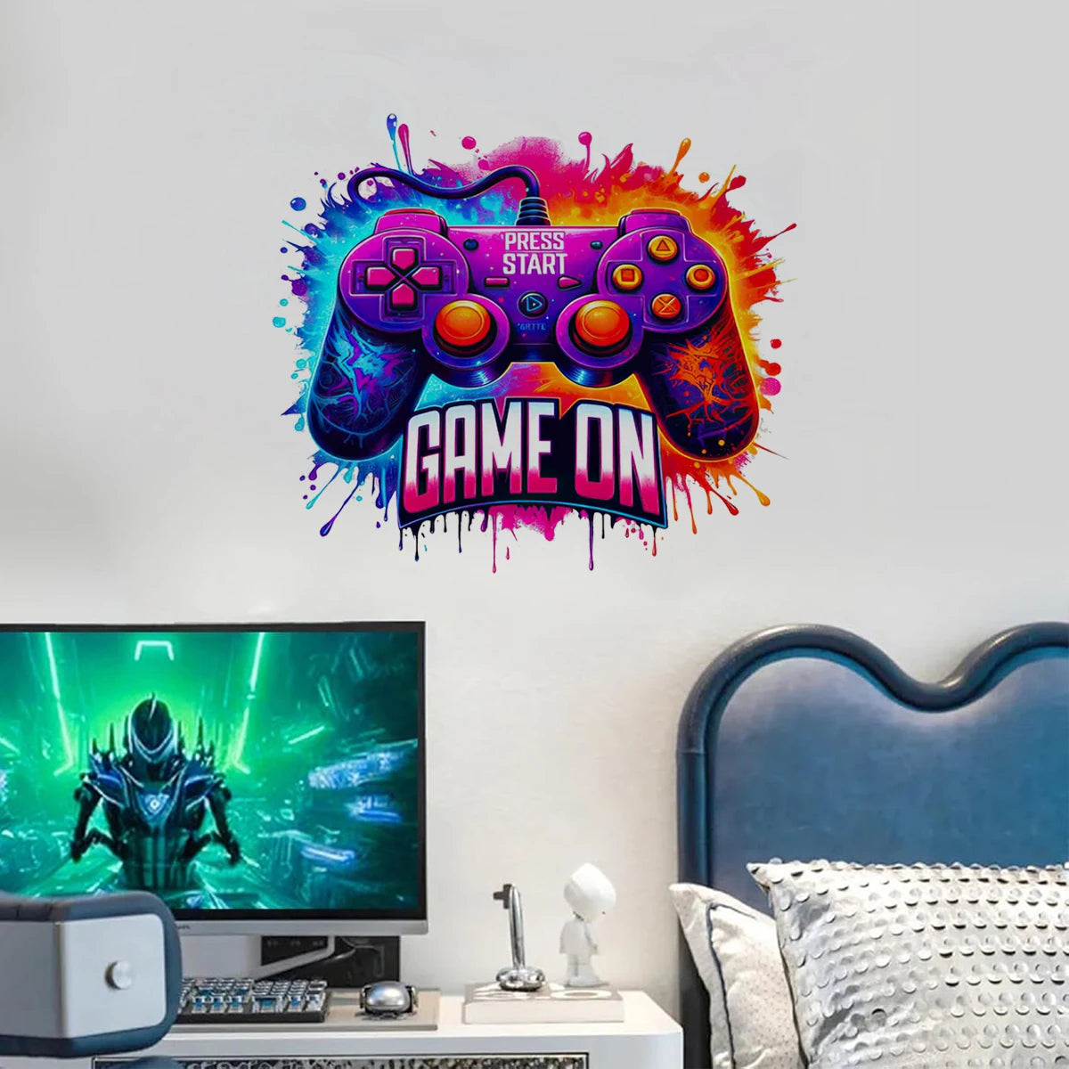Graffiti Videospiel Joystick Wandtattoo Spielzimmer Gaming Zone Xbox Gamer Wandaufkleber Schlafzimmer Vinyl Home Decor