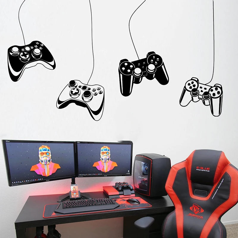4 Stücke Spiel Controller Wandaufkleber Spielzimmer Ps Joystick Video Gaming Zone Gamer Xbox Wandtattoo Kinderzimmer Vinyl Wohnkultur