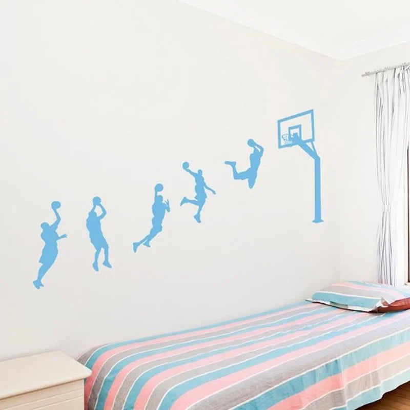 Basketball-Spieler Laup Wandaufkleber, Vinyl, handgefertigte Wandaufkleber für Kinderzimmer, Kinderzimmer-Dekoration, Sport-Aufkleber für Jungenzimmer H008