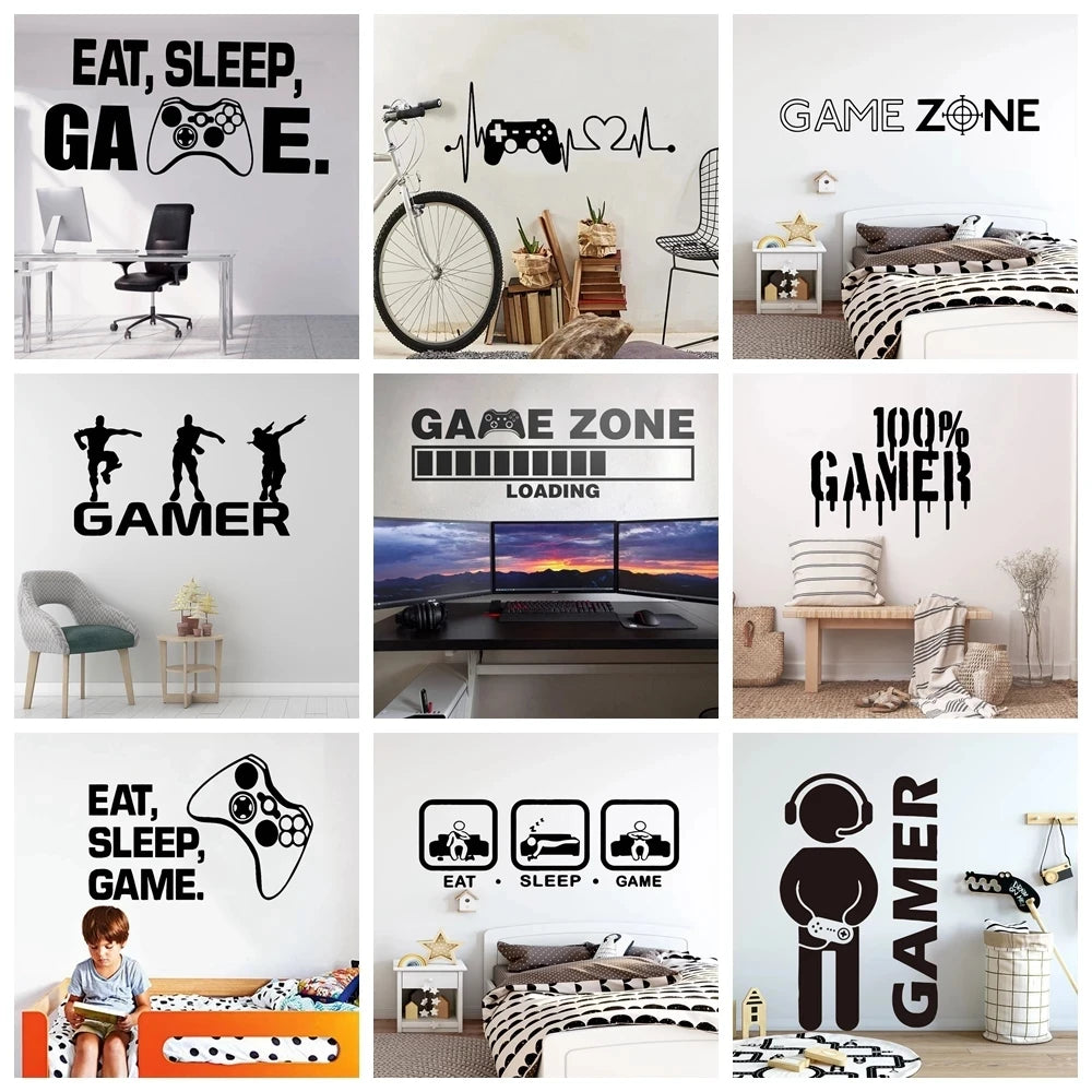 Geschnitzte Gamer Wand Aufkleber Vinyl Wandbild Tapete Für Kinder Jungen Zimmer Dekoration Decals Ps4 Gaming Poster Dekor Tür Aufkleber