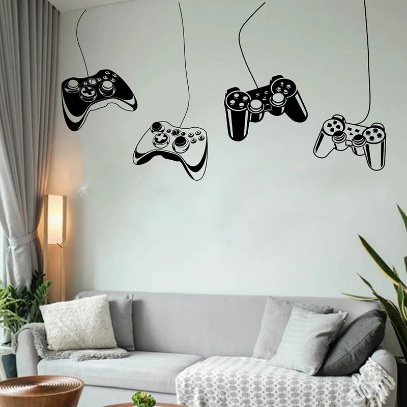 Großer Hang Game Controller Wandaufkleber Spielzimmer Kinderzimmer Video Gaming Zone Gamer Xbox Ps Wandtattoo Kinderzimmer Vinyl Home Decor