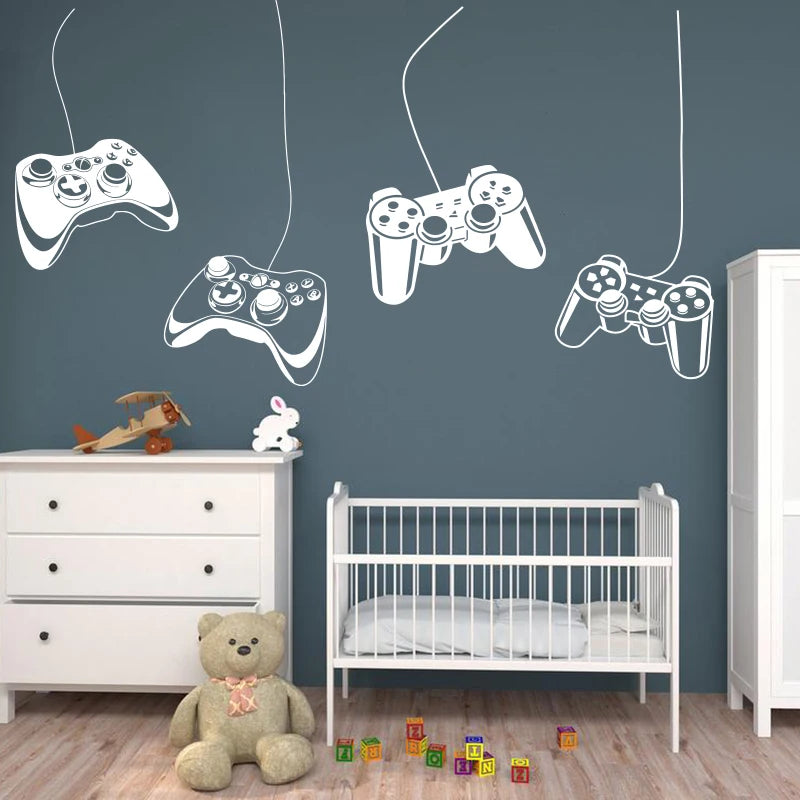 Großer Hang Game Controller Wandaufkleber Spielzimmer Kinderzimmer Video Gaming Zone Gamer Xbox Ps Wandtattoo Kinderzimmer Vinyl Home Decor