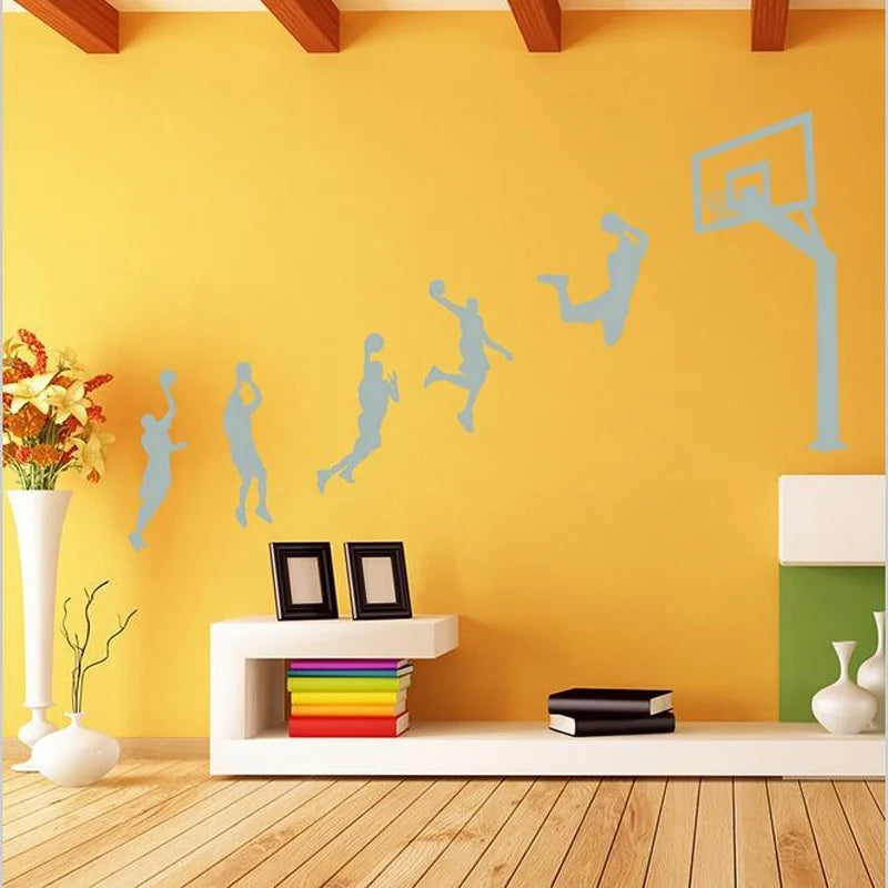 Basketball-Spieler Laup Wandaufkleber, Vinyl, handgefertigte Wandaufkleber für Kinderzimmer, Kinderzimmer-Dekoration, Sport-Aufkleber für Jungenzimmer H008