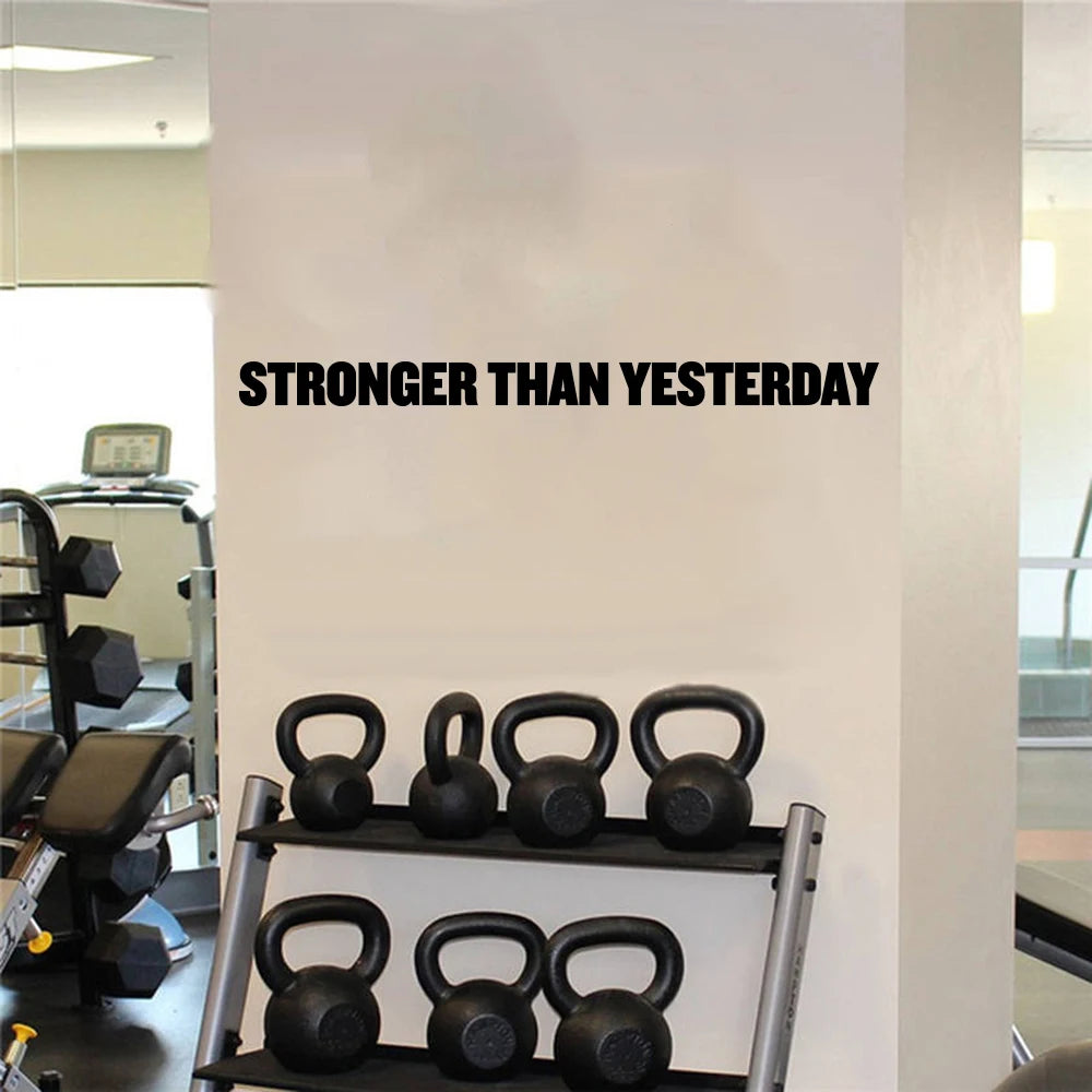Großes Bodybuilding-Fitness-Zitat, Wandaufkleber, Fitnessstudio, Workout, stärker als gestern, Zitat, Wandaufkleber, Übung, Vinyl, Sportkunst