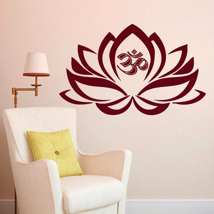 Yoga Lotus Flower OM Aufkleber Vinyl Wandaufkleber