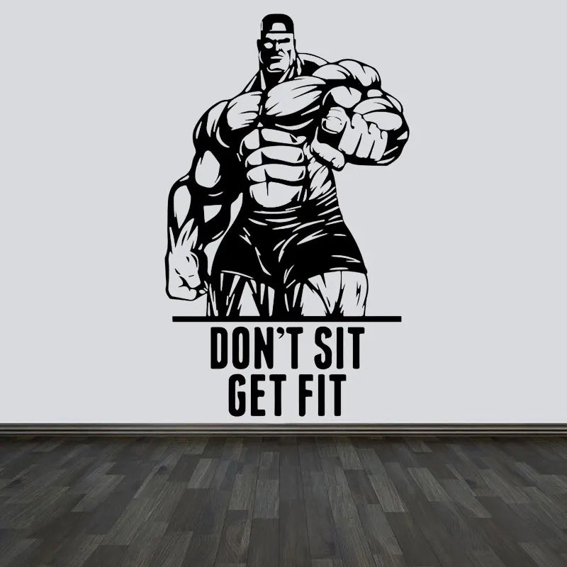 Nicht Sitzen Erhalten Fit Zitate Bodybuilder Gym Club Fitness Coach Sport Muskeln Wand Aufkleber Vinyl Decor Abnehmbare Decals Wandbild s008