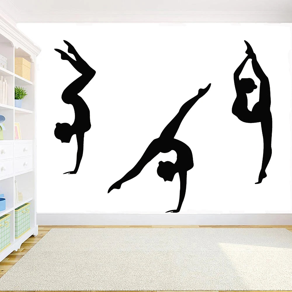 Turnerin Wand Aufkleber Gym Decor 3 Mädchen Sport Künstlerische Gymnastik Wand Aufkleber Vinyl Aufkleber für Mädchen Schlafzimmer Decor Wallpaper5008