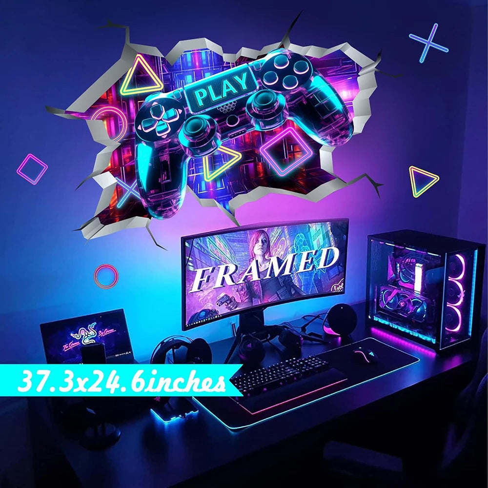 Game Zone Videospiel Wandaufkleber Junge Spielzimmer Gaming Controller Gamepad Wandtattoo Bedeoom Home Decor