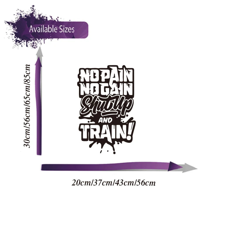 Groß, No Pain No Gain Gym Wandaufkleber, Aufkleber, Sport, Fitness, Crossfit, Bodybuilding, Zug, inspirierendes, motivierendes Zitat
