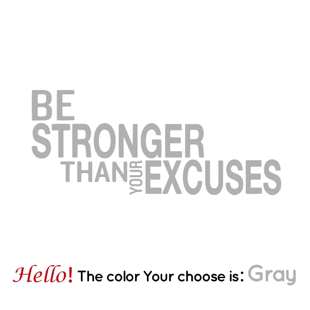 Wandaufkleber „Be Stronger Than Your Excuses“, Zitat für Fitnessstudio, Klassenzimmer, motivierend, inspirierend, Frase, Wandaufkleber, Fitness, Crossfit