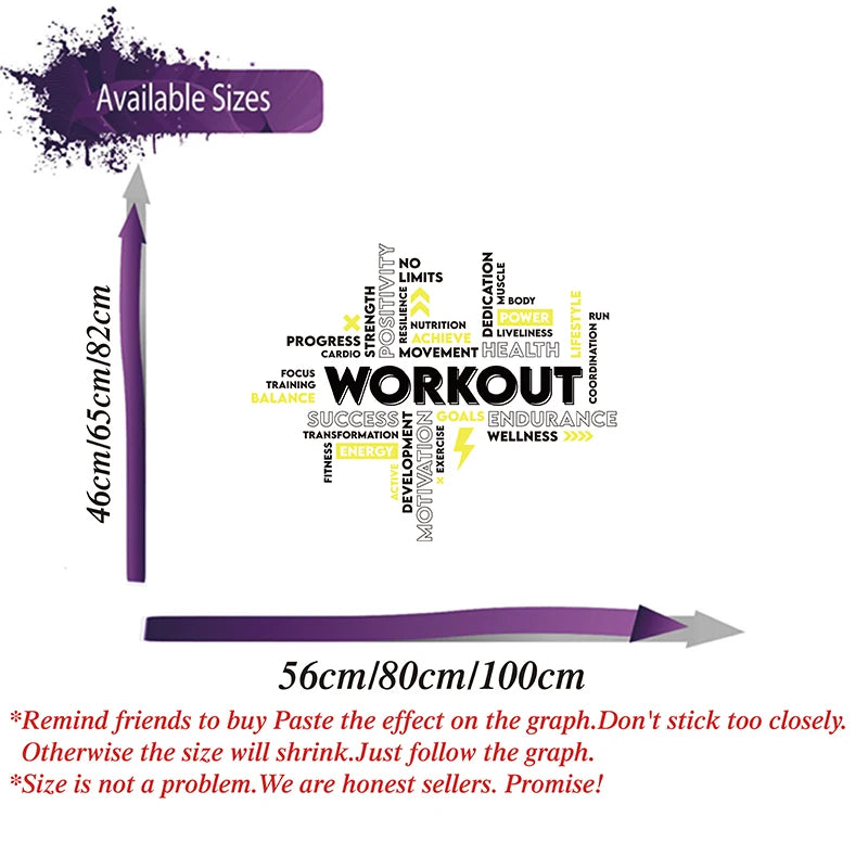 Wandaufkleber für Workout, Fitnessstudio, motivierende Worte, Fitnessstudio, Fitness, Collage, Erfolg, Gesundheit, Wandaufkleber, Vinyl-Dekor