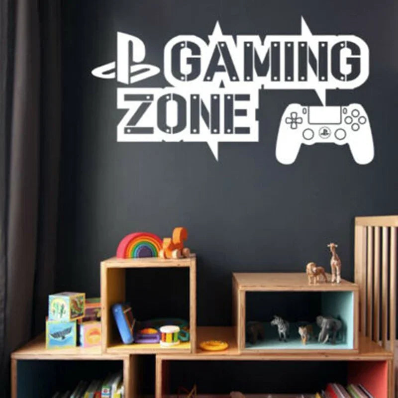 Ps4 gaming zone wand aufkleber spielen controller gamer vinyl aufkleber abnehmbare kinder schlafzimmer wand dekoration wandbild y285