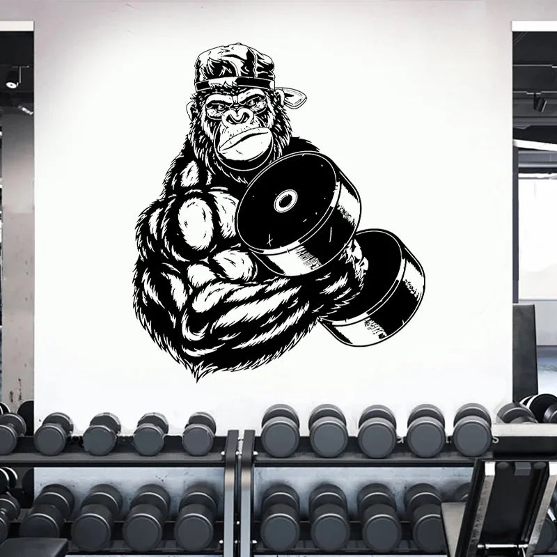Gorilla Bodybuilder Gym Fitness Wandtattoos Zeigen Sie starke Festigkeit Aufkleber Vinyl Home Decor Innenarchitektur Wandbild abnehmbar 4663