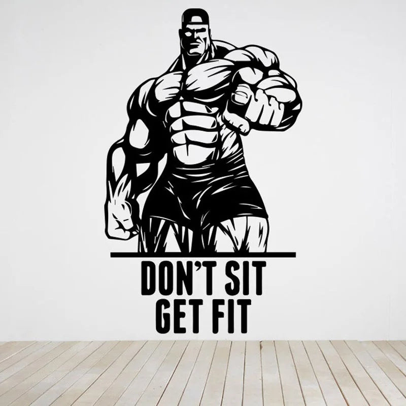 Nicht Sitzen Erhalten Fit Zitate Bodybuilder Gym Club Fitness Coach Sport Muskeln Wand Aufkleber Vinyl Decor Abnehmbare Decals Wandbild s008