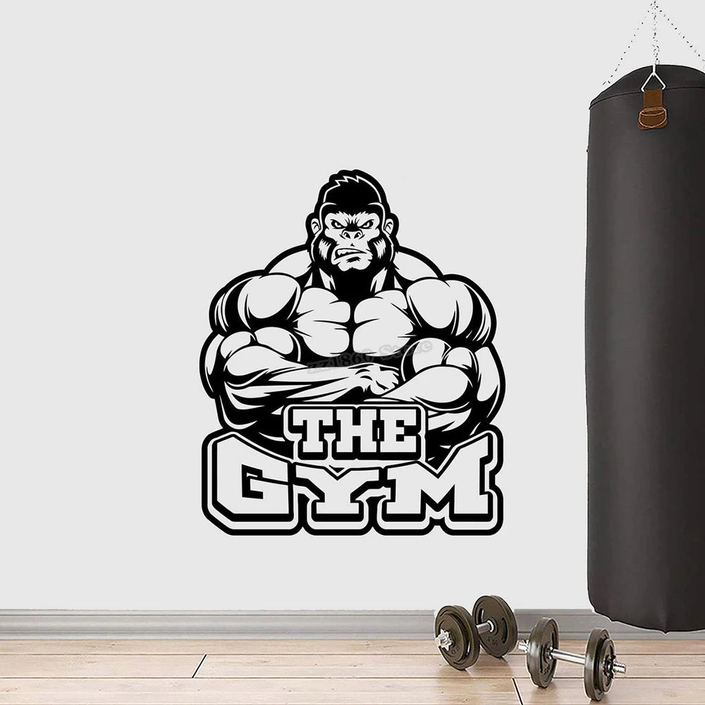 Gym Zeichen Vinyl Wandtattoo Gorilla Beast Mode Gym Zeichen Wandaufkleber Home Gym Wanddekoration Fitness Workout Aufkleber Poster M3100