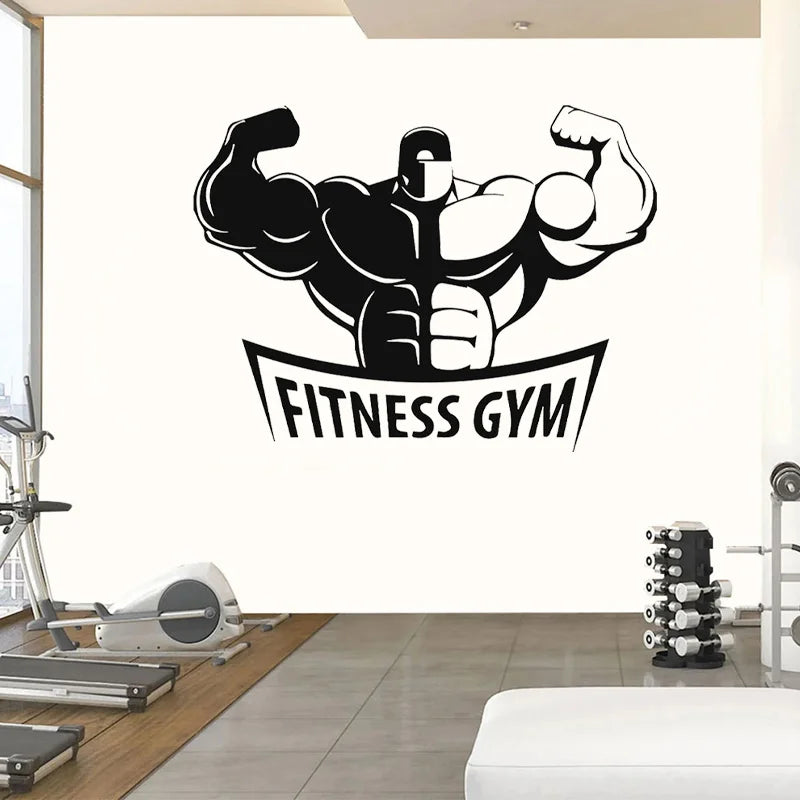 Bodybuilder Gym Zeichen Fitness Club Coach Sport Muskeln Wand Aufkleber Vinyl Home Decor Decals Interieur Kunst Wandbild Tapete S009
