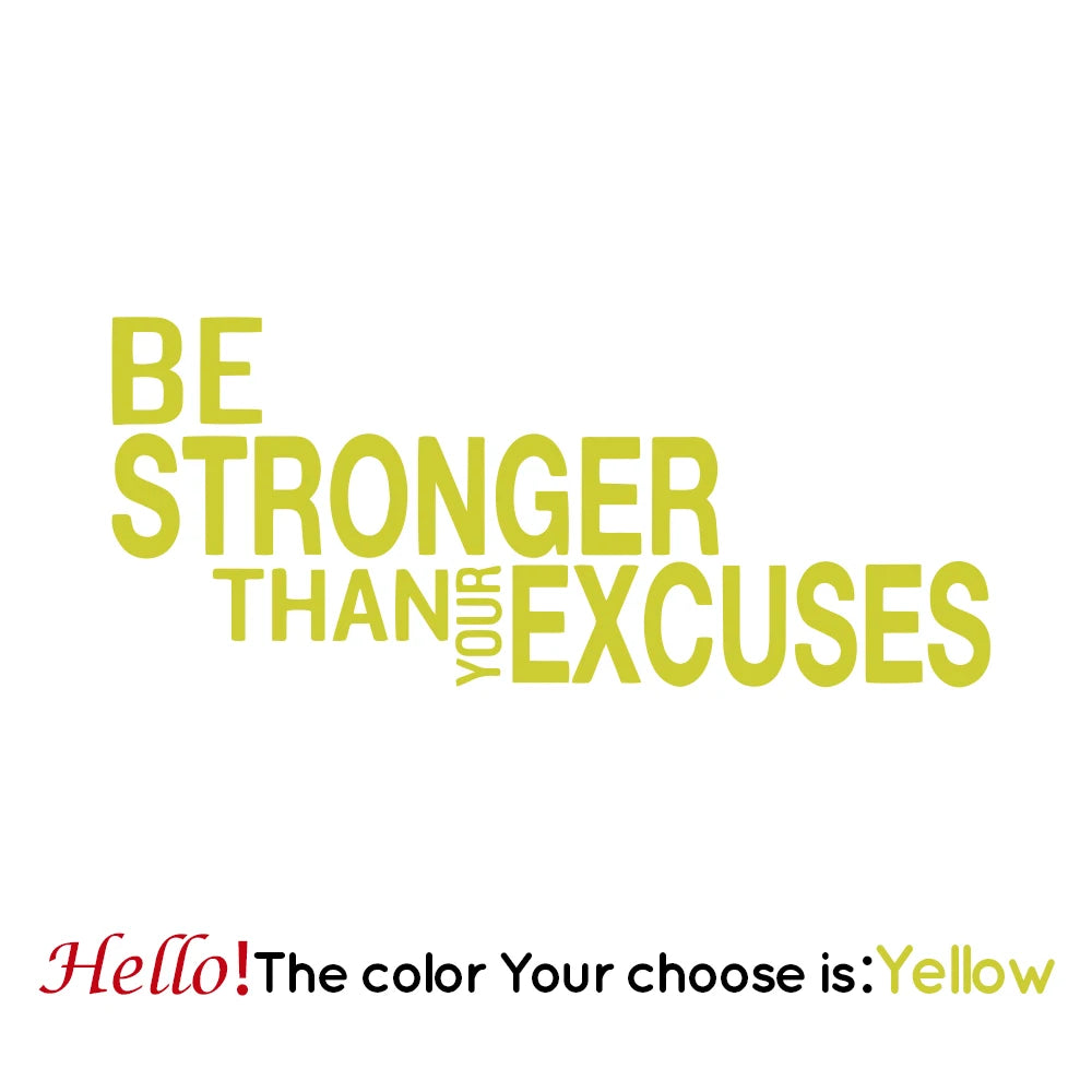 Wandaufkleber „Be Stronger Than Your Excuses“, Zitat für Fitnessstudio, Klassenzimmer, motivierend, inspirierend, Frase, Wandaufkleber, Fitness, Crossfit
