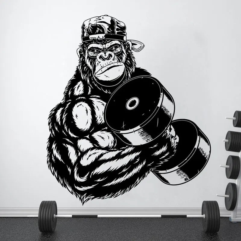Gorilla Bodybuilder Gym Fitness Wandtattoos Zeigen Sie starke Festigkeit Aufkleber Vinyl Home Decor Innenarchitektur Wandbild abnehmbar 4663
