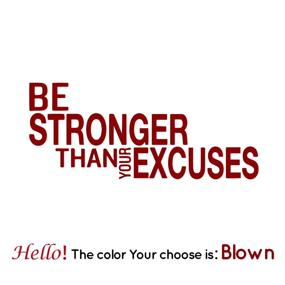 Wandaufkleber „Be Stronger Than Your Excuses“, Zitat für Fitnessstudio, Klassenzimmer, motivierend, inspirierend, Frase, Wandaufkleber, Fitness, Crossfit