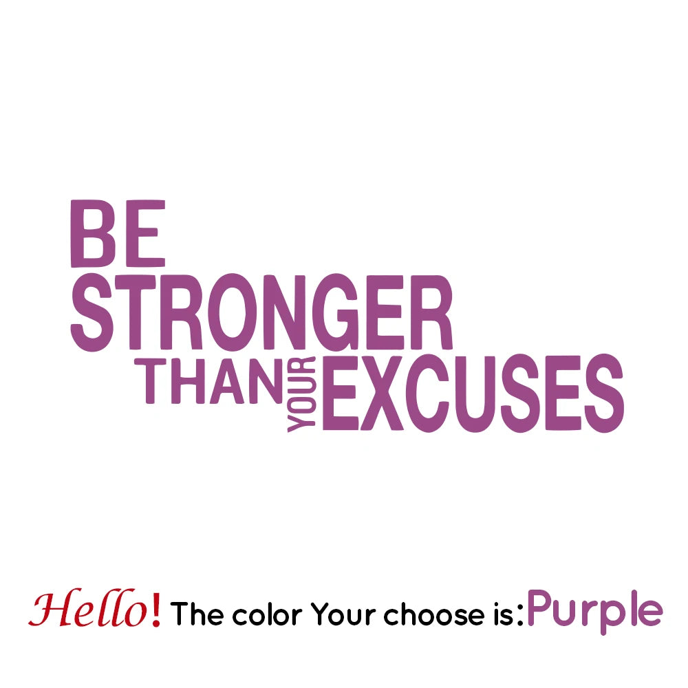 Wandaufkleber „Be Stronger Than Your Excuses“, Zitat für Fitnessstudio, Klassenzimmer, motivierend, inspirierend, Frase, Wandaufkleber, Fitness, Crossfit