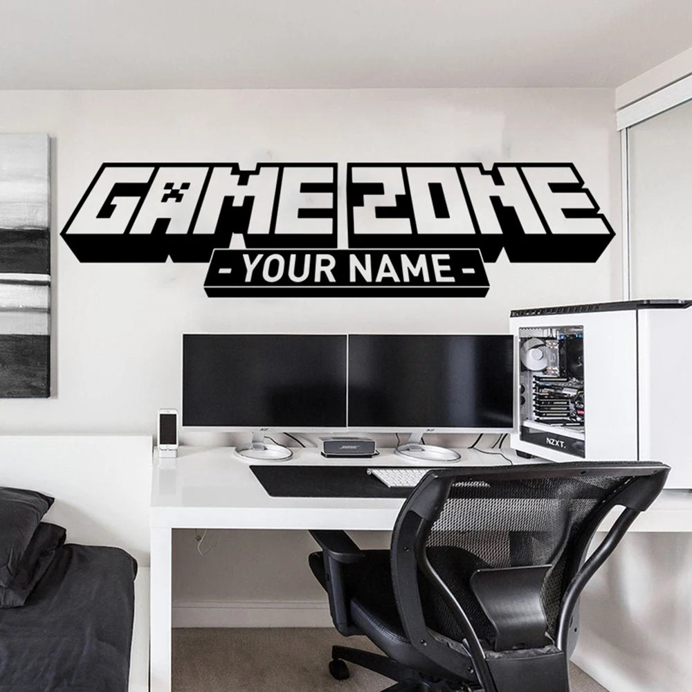 Personalisierter Name Game Zone Wandtattoo Spielzimmer Benutzerdefinierte Video Gaming Gamer Xbox Ps Wandaufkleber