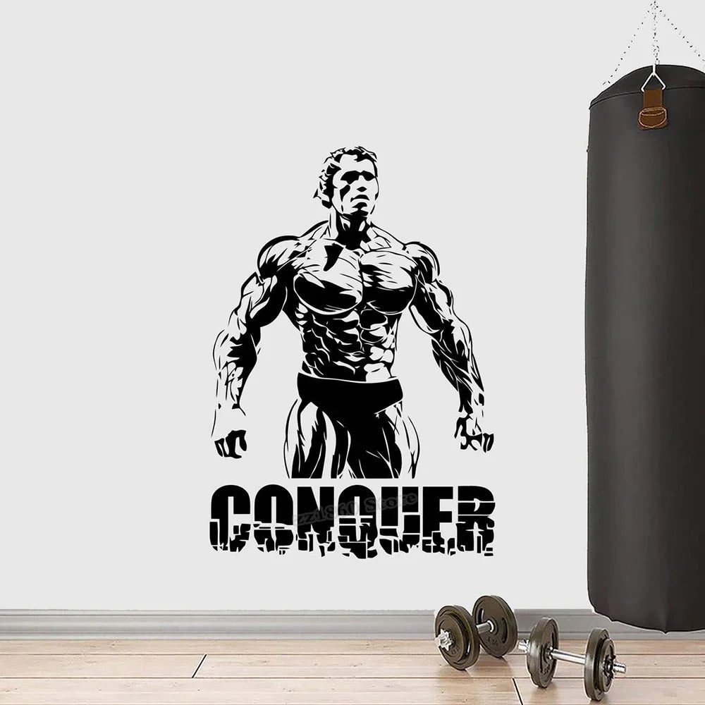 Erobern Arnold Schwarzenegger Wand Aufkleber Vinyl Aufkleber Bodybuilding Gym Geschenke Fitness Wand Aufkleber Gym DecorWorkout Zeichen B647