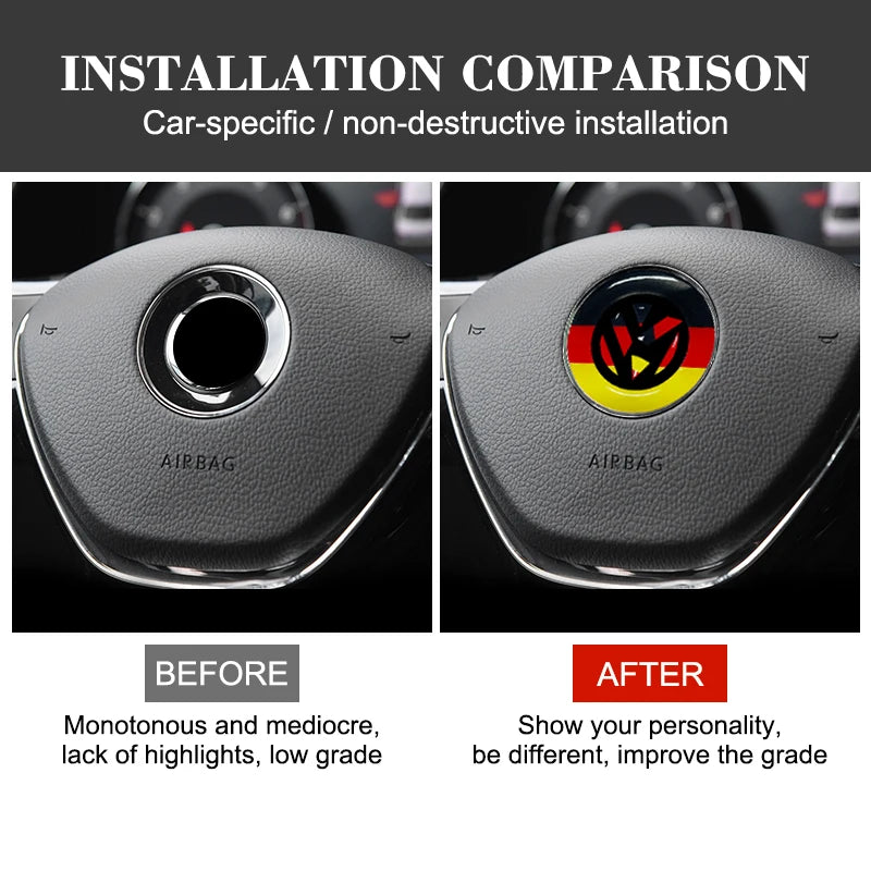 Für VW Golf 6 7 Polo 9N Passat B7 Tiguan Touran Magotan Lavida Scirocco Auto Lenkrad Trim Aufkleber Deutsche Flagge Stil Aufkleber