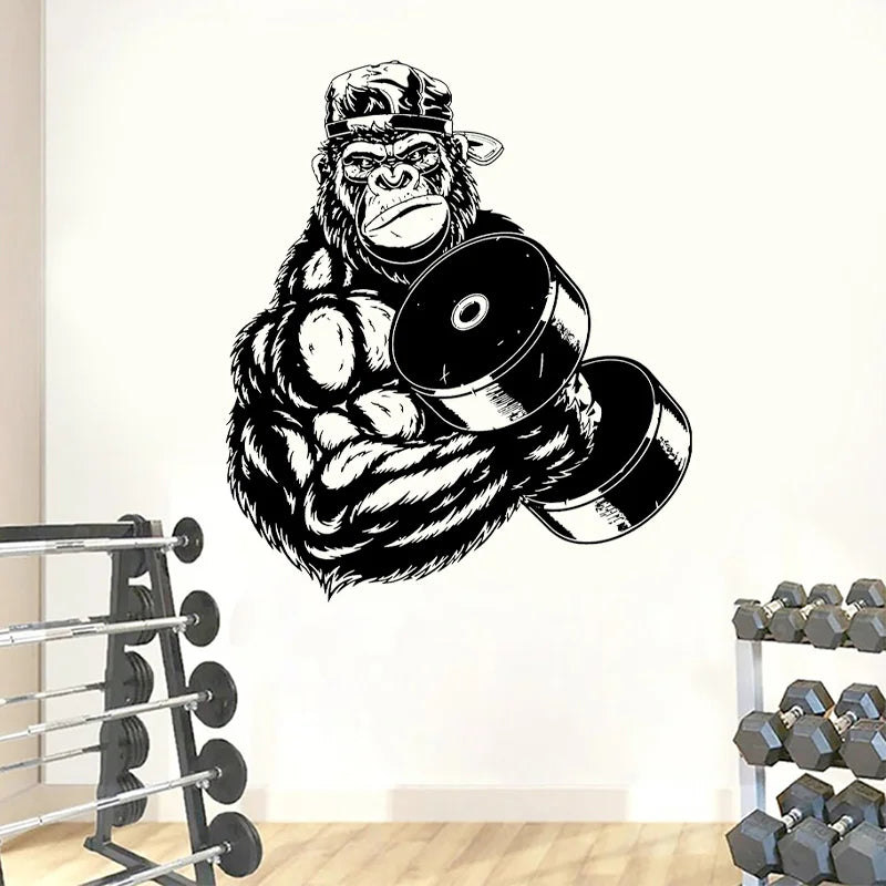 Gorilla Bodybuilder Gym Fitness Wandtattoos Zeigen Sie starke Festigkeit Aufkleber Vinyl Home Decor Innenarchitektur Wandbild abnehmbar 4663