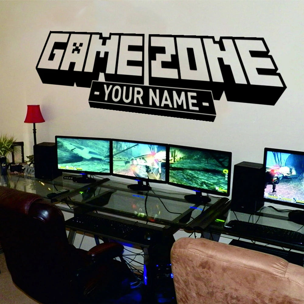 Personalisierter Name Game Zone Wandtattoo Spielzimmer Benutzerdefinierte Video Gaming Gamer Xbox Ps Wandaufkleber