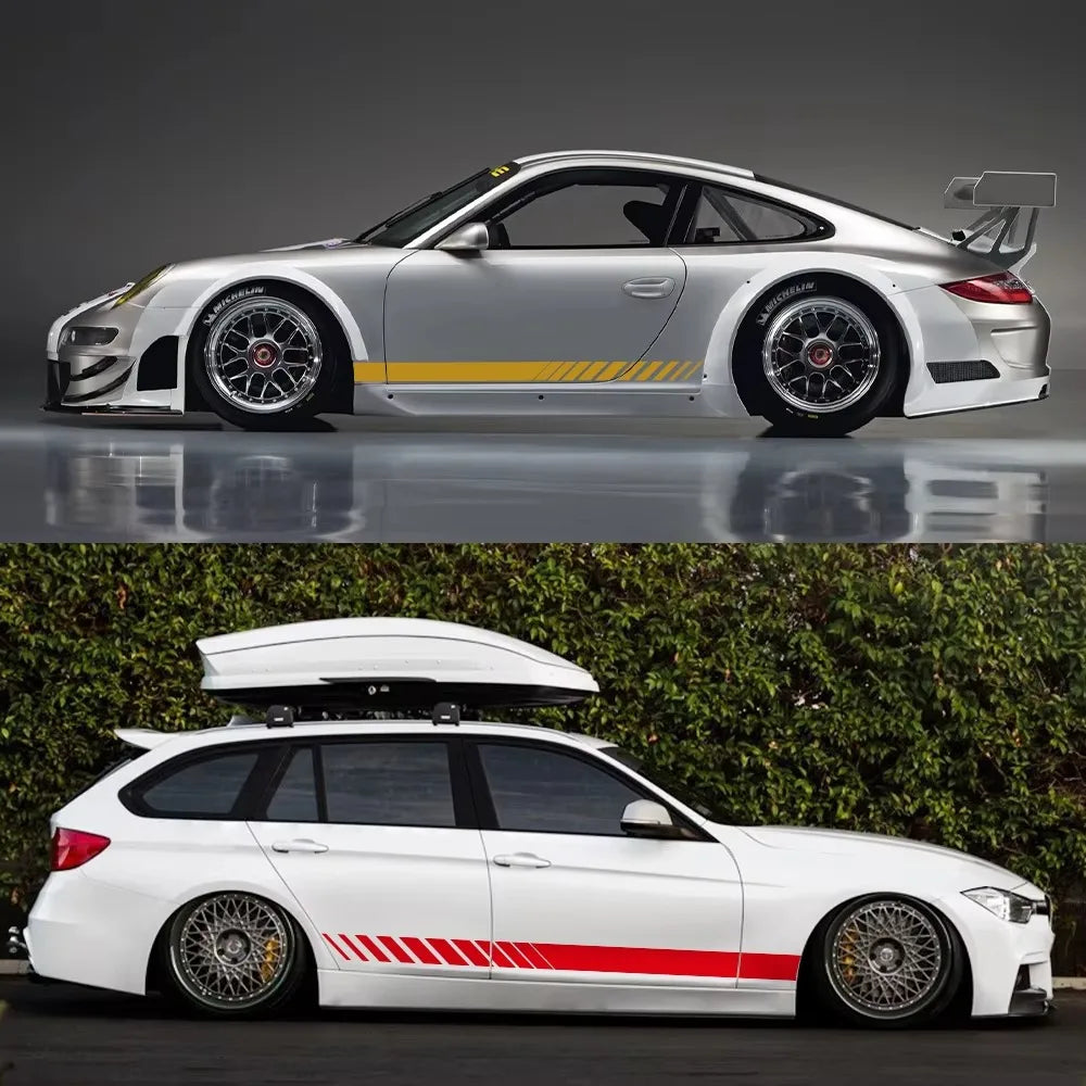 2Pcs Auto Seite Tür Aufkleber Auto Körper Trim Vinyl Film Aufkleber Für Audi BMW E39 E46 E91 Mercedes Benz citroen Acura VW Skoda Renault