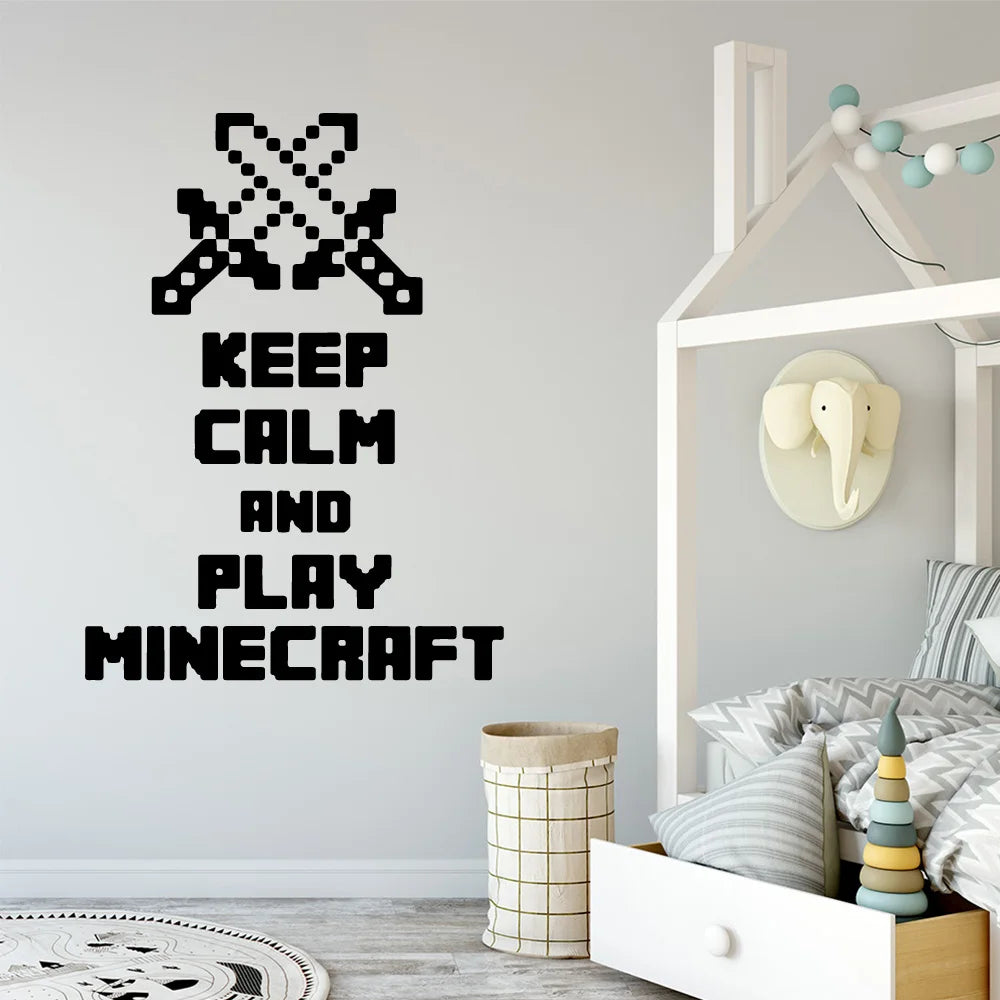 1 pc neues Spiel ruhig bleiben und spielen Minecraft Wohnkultur Wanda uf kleber für Zimmer Dekoration Vinyl Wandt attoo