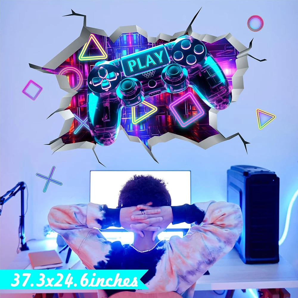 Game Zone Videospiel Wandaufkleber Junge Spielzimmer Gaming Controller Gamepad Wandtattoo Bedeoom Home Decor
