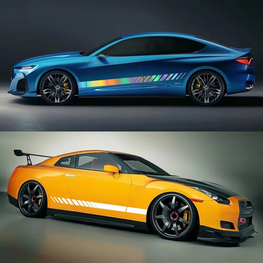 2Pcs Auto Seite Tür Aufkleber Auto Körper Trim Vinyl Film Aufkleber Für Audi BMW E39 E46 E91 Mercedes Benz citroen Acura VW Skoda Renault