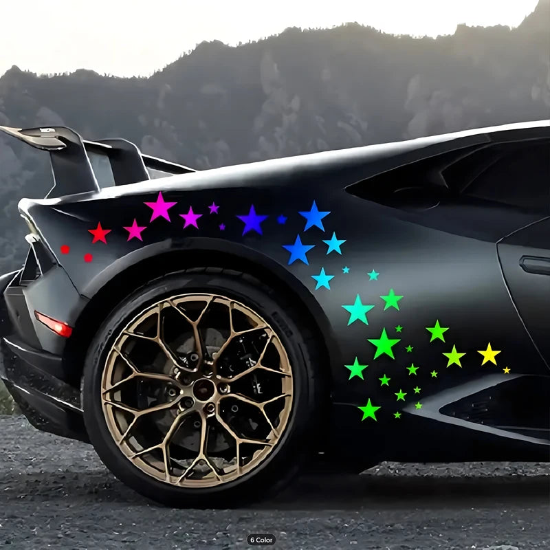 Reflektierender Autoaufkleber mit fünfzackigem Stern, kreativer Vinyl-Aufkleber für Laptop, Motorrad, wasserdicht und langlebig