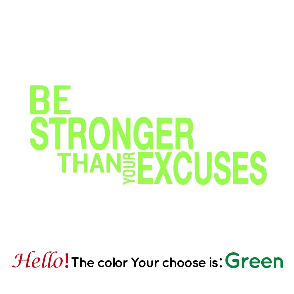 Wandaufkleber „Be Stronger Than Your Excuses“, Zitat für Fitnessstudio, Klassenzimmer, motivierend, inspirierend, Frase, Wandaufkleber, Fitness, Crossfit