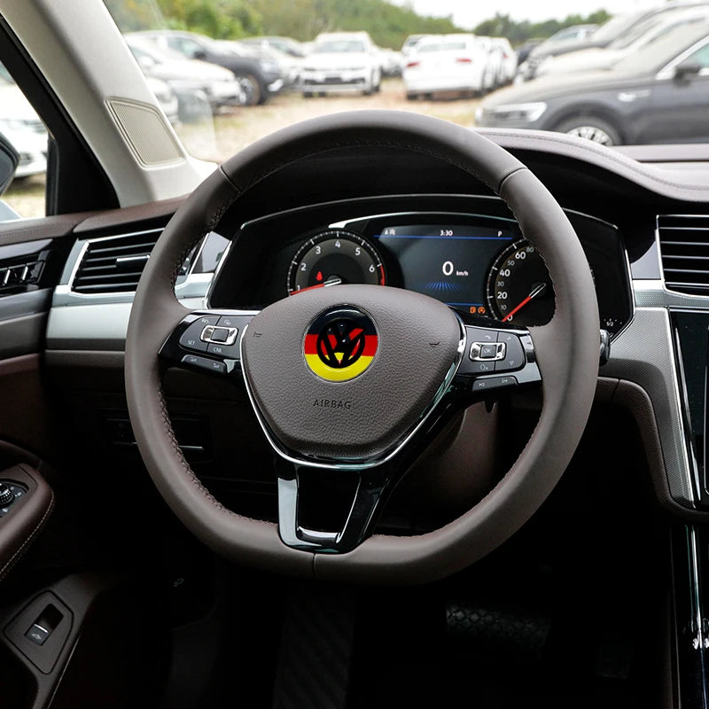 Für VW Golf 6 7 Polo 9N Passat B7 Tiguan Touran Magotan Lavida Scirocco Auto Lenkrad Trim Aufkleber Deutsche Flagge Stil Aufkleber