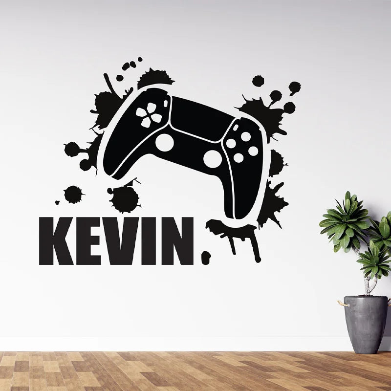 Personalisierter Gamer-Namen-Wandaufkleber, Vinyl, moderne Heimdekoration, Kinderzimmer, Schlafzimmer, Spielzimmer, individuelle Namensaufkleber, Gaming Zone Z566