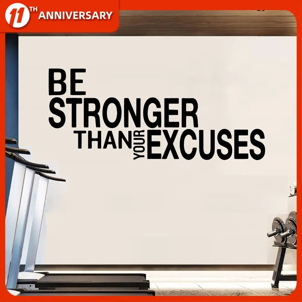 Wandaufkleber „Be Stronger Than Your Excuses“, Zitat für Fitnessstudio, Klassenzimmer, motivierend, inspirierend, Frase, Wandaufkleber, Fitness, Crossfit