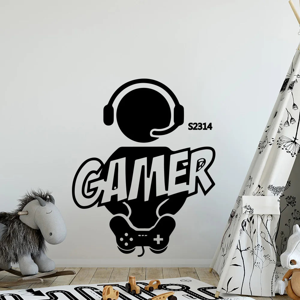1pc Gamer Wand Kunst Aufkleber Für Kinderzimmer Dekor Spiel Griff Frase Vinyl Aufkleber Für Kinder Schlafzimmer Tür abziehbilder