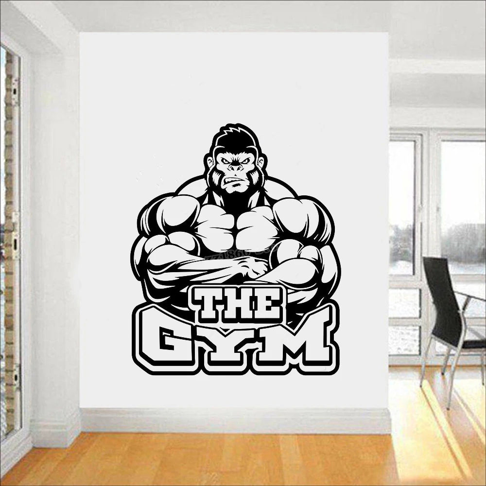 Gym Zeichen Vinyl Wandtattoo Gorilla Beast Mode Gym Zeichen Wandaufkleber Home Gym Wanddekoration Fitness Workout Aufkleber Poster M3100