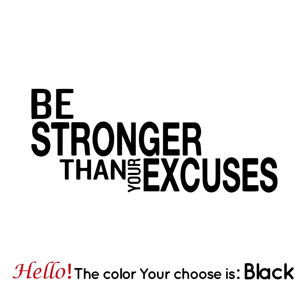 Wandaufkleber „Be Stronger Than Your Excuses“, Zitat für Fitnessstudio, Klassenzimmer, motivierend, inspirierend, Frase, Wandaufkleber, Fitness, Crossfit