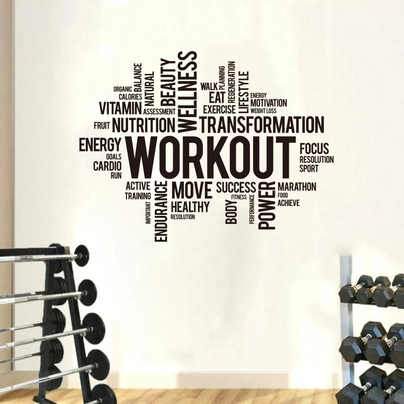 Arbeit heraus Worte Wand Abziehbilder Gym Workout Wort Wolke Wand Aufkleber Büro Crossfit Fitness Inspirational Motivation Wand Aufkleber