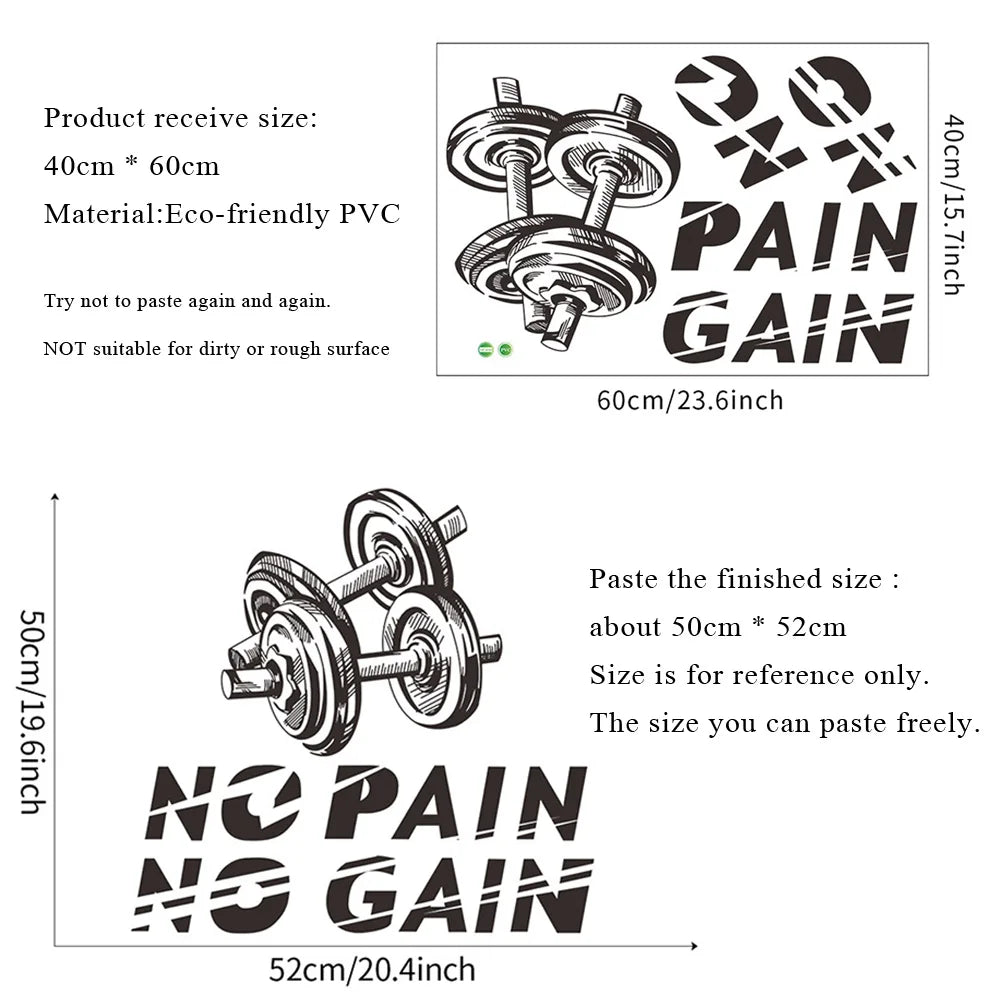 Sport Fitness Slogan Wand Aufkleber Gym Sport Zimmer Dekoration Hantel Individualität Decals Home Decor Selbst Klebe Tapete