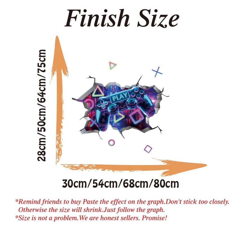 Game Zone Videospiel Wandaufkleber Junge Spielzimmer Gaming Controller Gamepad Wandtattoo Bedeoom Home Decor